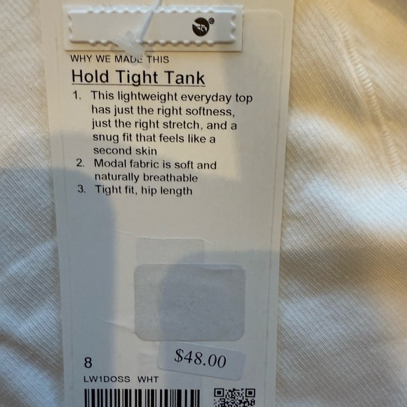 NWT Lululemon Hold Tight Tank White - Picture 2 of 2